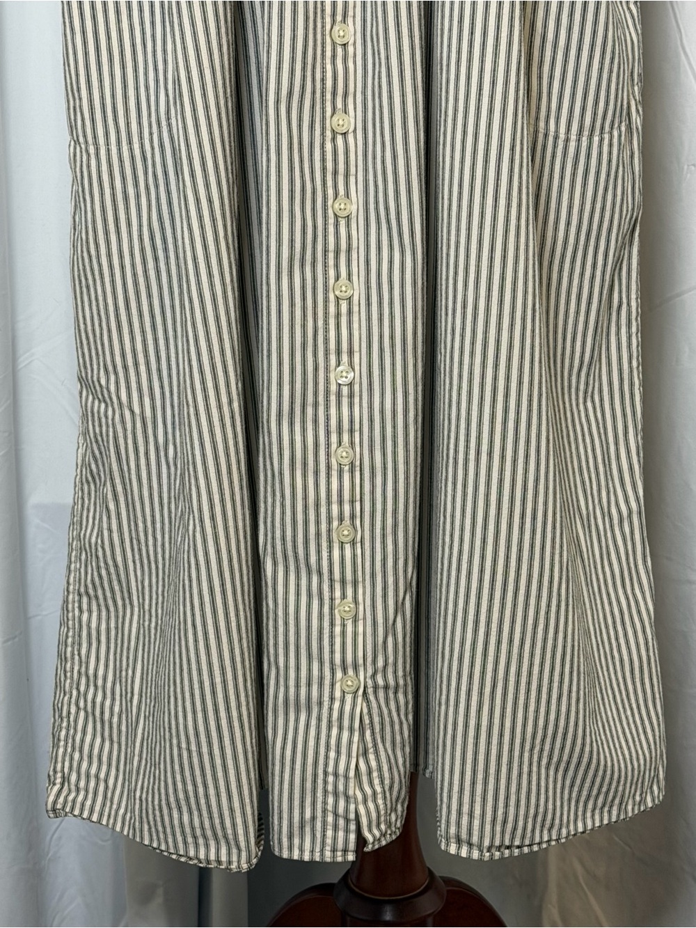 The Great Flutter Cami Dress Gray Stripe Cotton Midi Button Front Pocket 1 Small - Picture 8 of 16